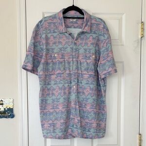 Faherty x Doug Good Feather Summer Six Knit Seasons Aztec Print 100% Cotton Top